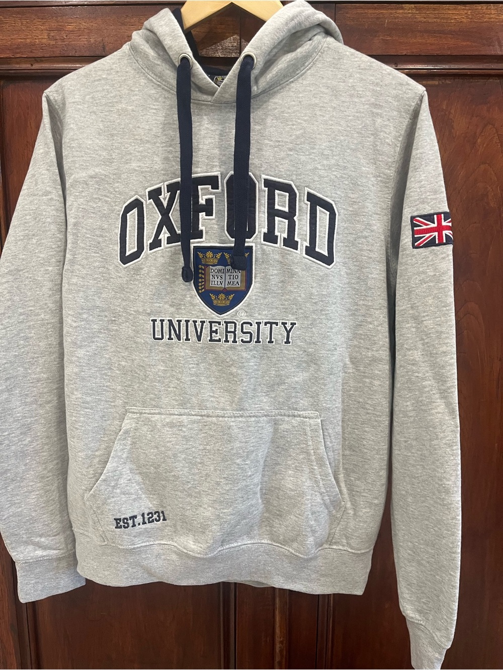 Oxford Light Gray Pullover Hoodie with Navy Accents